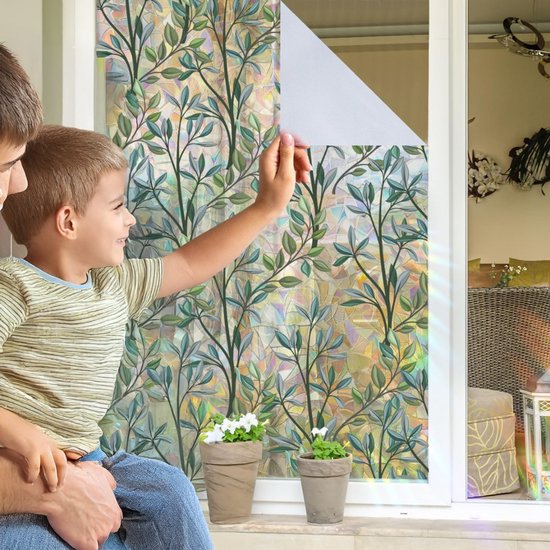 Foto: Raamstickers elektrostatisch bird meeting raamdecoratie boomtakstickers planten bloemen zomer raamstickers voor woonkamer en volwassen slaapkamer