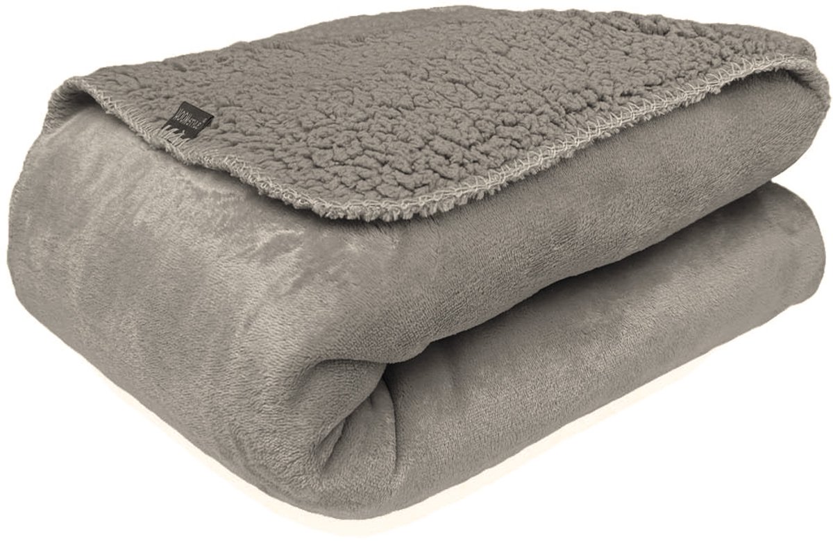 HOOMstyle Lotus Plaid - Superzacht fleece deken - Teddy dubbeldik - Bedsprei - 130 x 170 cm - Warm grijs