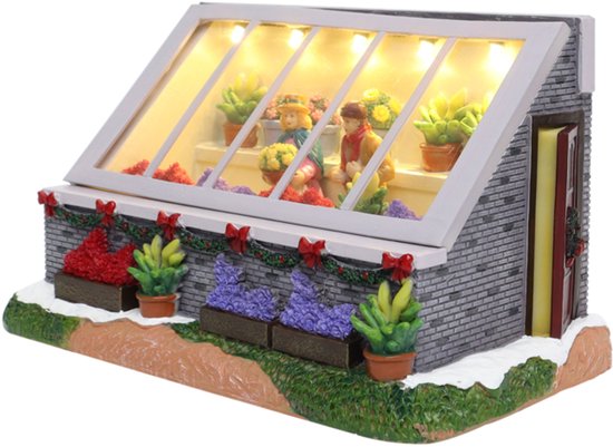 Santaville - Old Fashioned Greenhouse with LED Polyresin 21cm