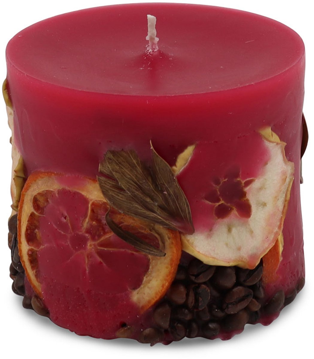 Potpourri geurkaars aardbei bordeaux met een zachte noot van sinasappel en koffie - 9x9x9 
