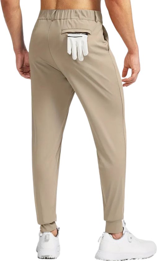 Livano Golfbroek Heren - Golfkleding - Golfen - Golf Accessoires - Nette Pantalon - Beige M - Maat 48 van Merkloos — afbeelding 3