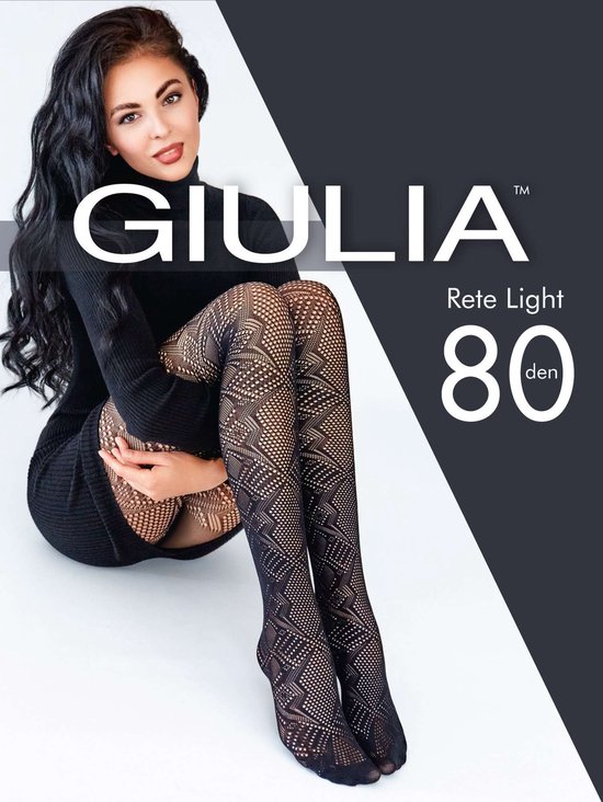 Giulia - Collants Rete Light Tissue 80den avec motif géométrique - Zwart - S
