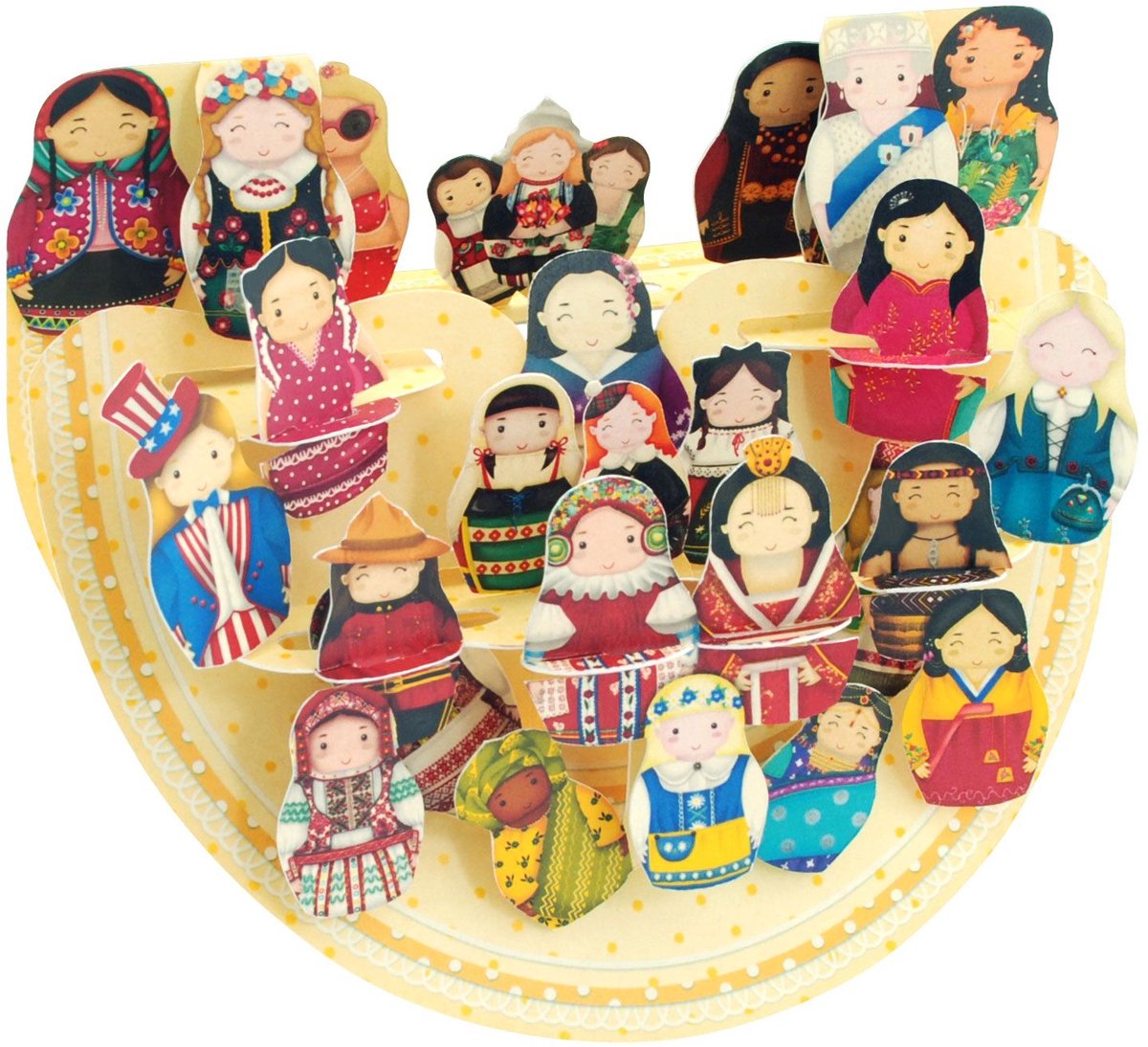 3D Popnrock - Wenskaart - PR086 - International Babushka Dolls
