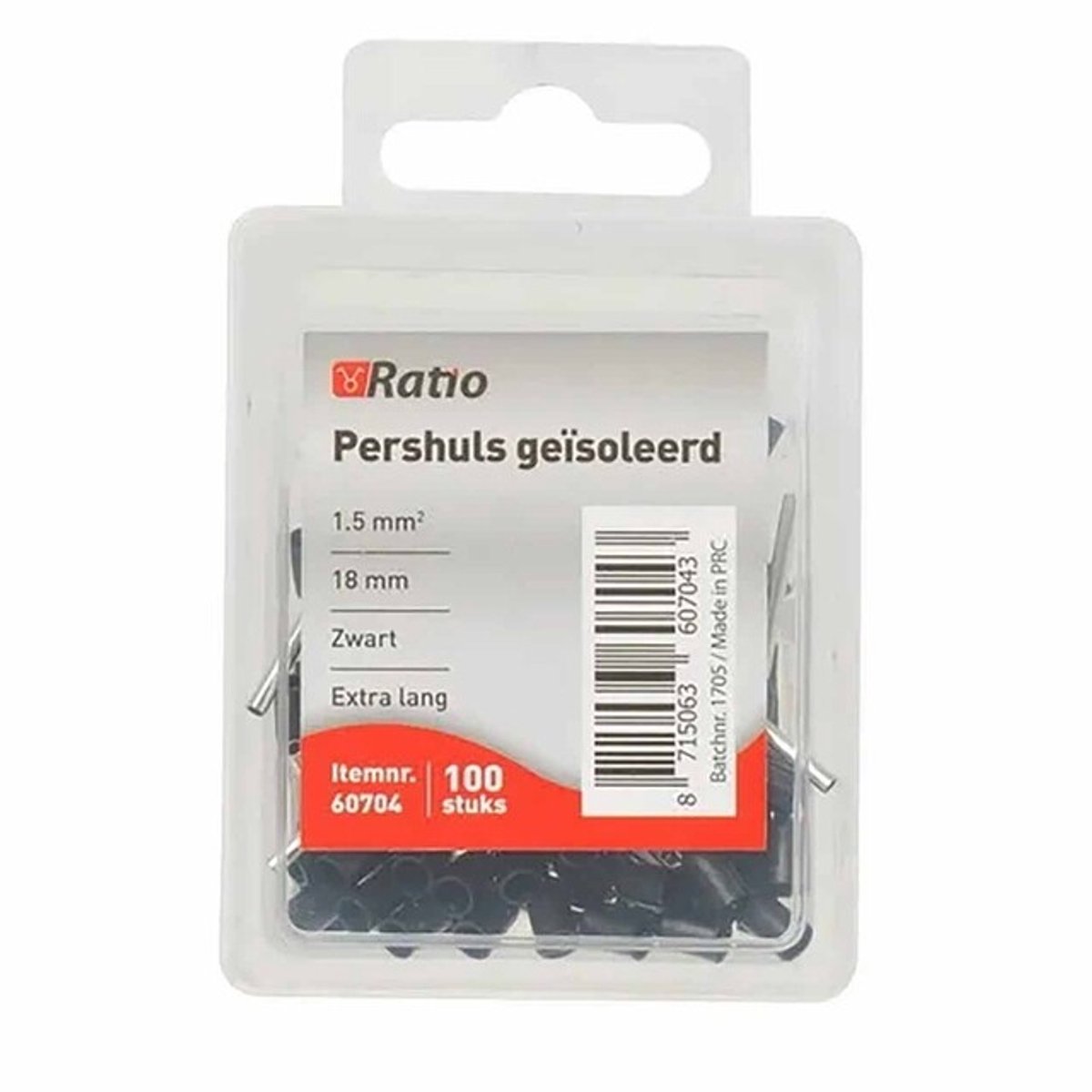 Pershuls Geisoleerd 1,5mm² 18mm 100st