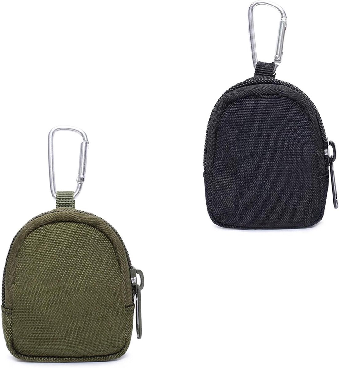 2 stuks mini rugzak portemonnee sleutelhanger voor heren met haak - Zwart Groen