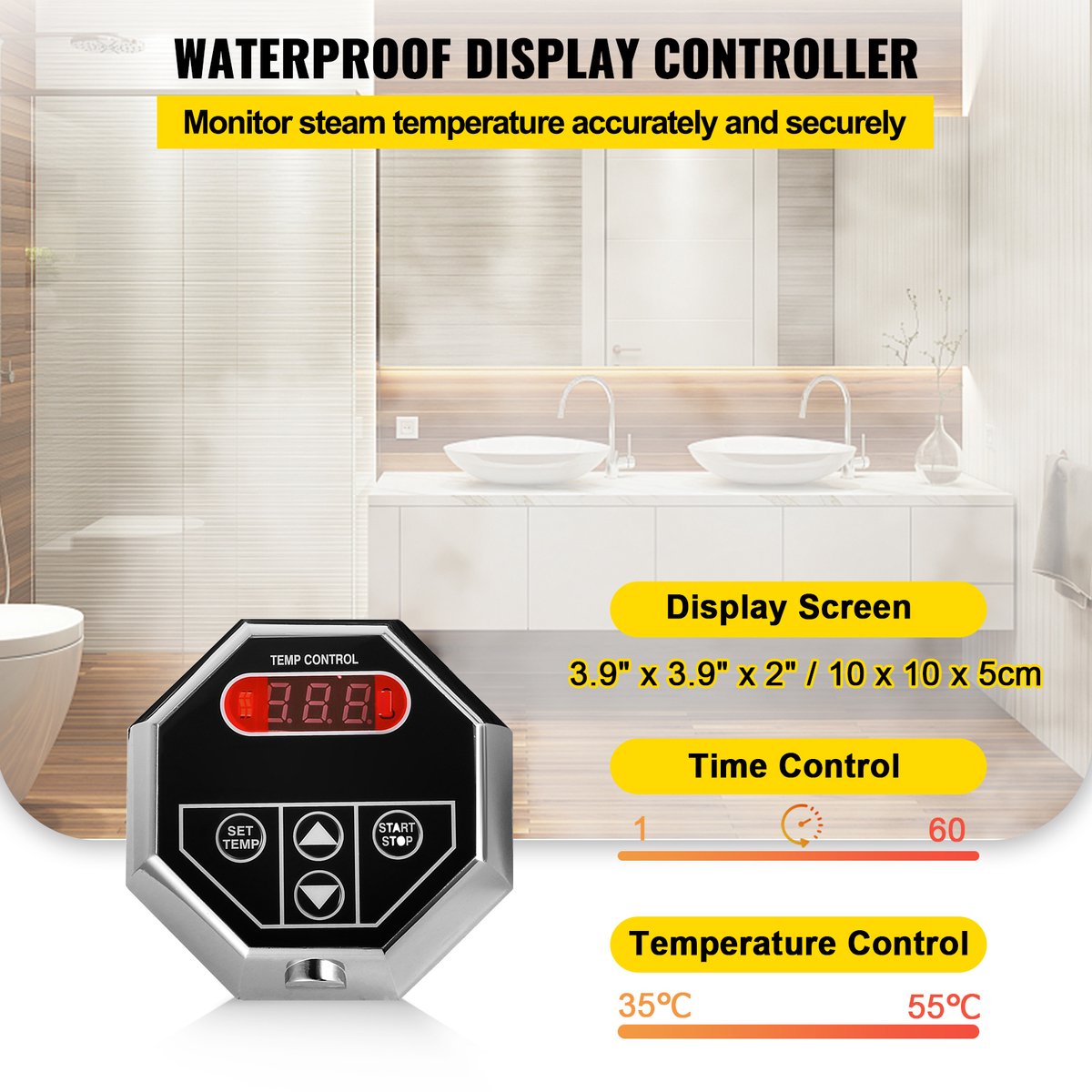VEVOR 6 KW Stoomgenerator Douche Sauna Badkamer Thuis Spa — afbeelding 7