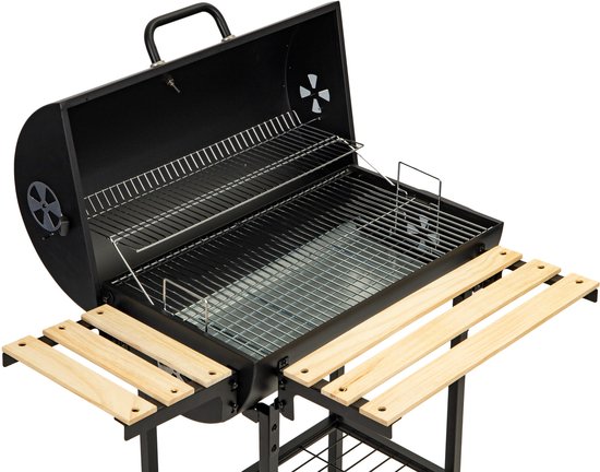 Barbecue met deksel en warmhoud rek - Zwarte metalen BBQ met thermostaat - 104x68x111 cm van BBGRILL — afbeelding 2