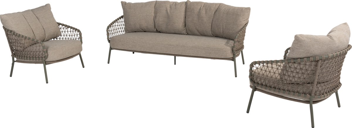 Jura stoel bank loungeset 3 delig rope olijf 4 Seasons Outdoor