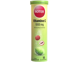 Roter Vitamine C 1000 mg bruis - Ondersteunt je natuurlijke weerstand - Suikervrij - Vegan - Met lekkere frisse limoen-lycheesmaak - 15 bruistabletten