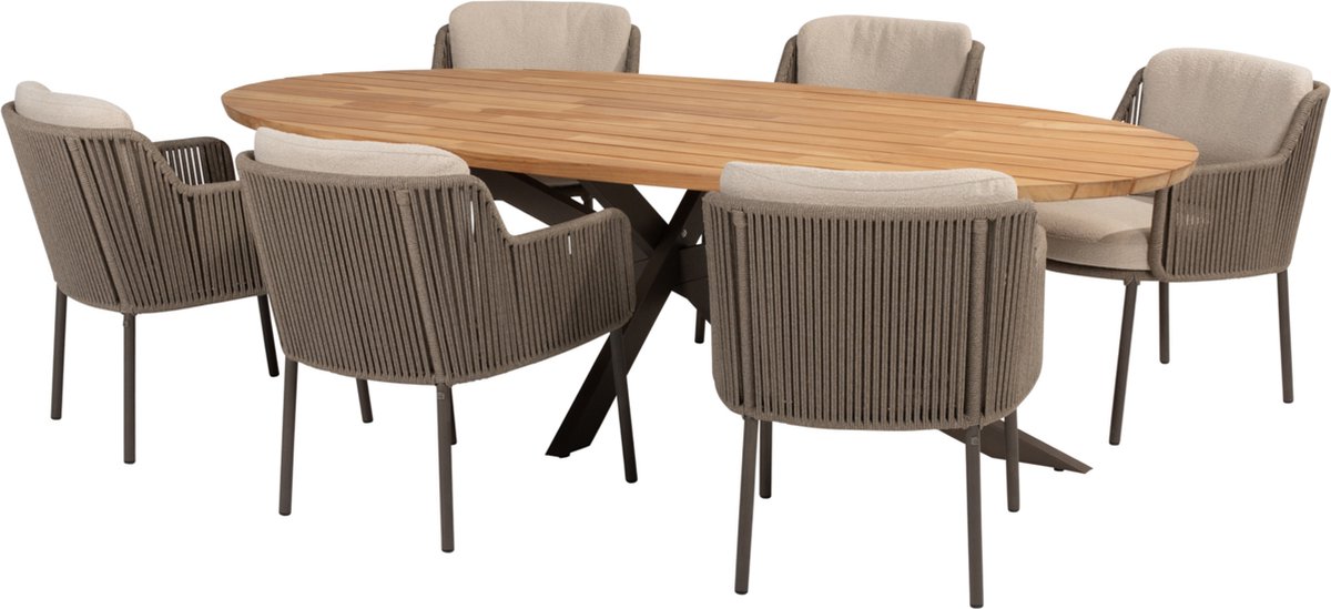 Prado Bernini dining tuinset 240x115xH75 cm 7 delig teak terre 4 Seasons Outdoor