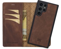Bouletta voor Samsung Galaxy S25 Ultra leren Uitneembare hoesje met verstelbare stand in Antic Coffee
