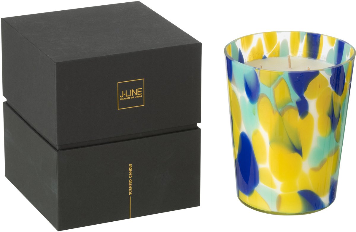 J-Line geurkaars Noa - White Tea - glas - rood/geel - medium - 68U Multi