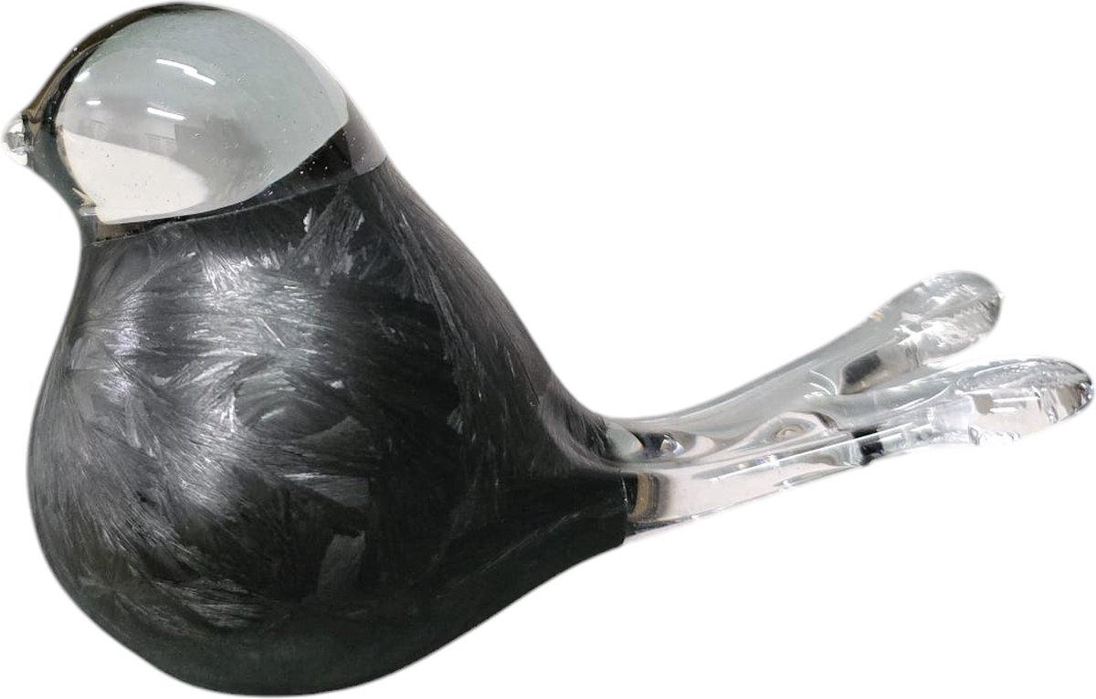 Mini Urn, Vogel - Glas - Zwart Frost - 50ml