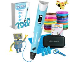 foto van MM Brands 3D Pen Starterspakket - Inclusief 100m Filament in 10 Kleuren - Extra Lange Laadkabel - Geschikt voor ABS & PLA Filament - Blauw