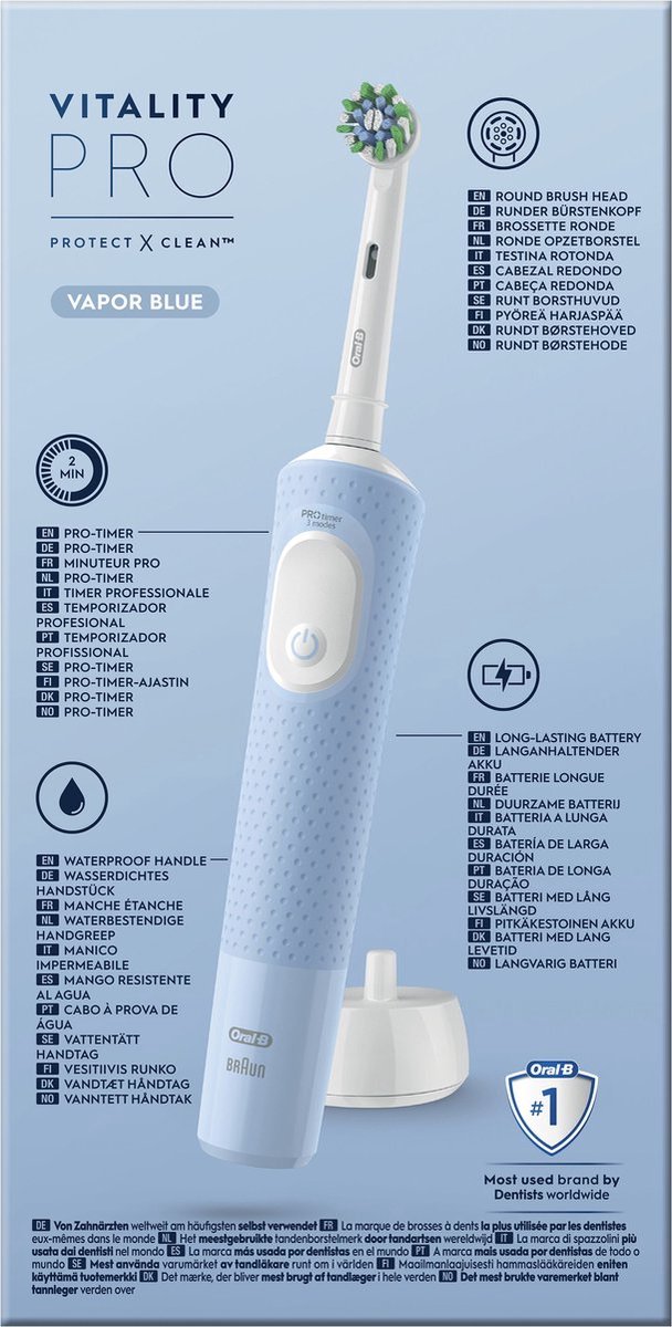 Afbeelding 2 van Oral-B Vitality Pro - Protect X Clean - Elektrische Tandenborstel - Vapor Blue