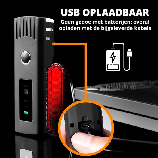 Proride® Fietslampjes Set LED - Voorlicht en Achterlicht - Wit en Rood - Fietsverlichting - USB Oplaadbaar - Fietslicht - Waterdicht - Racefiets - Mountainbike van Proride — afbeelding 3