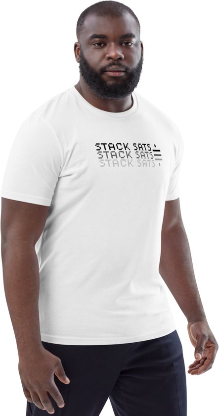 T-shirt Bitcoin - Stack Sats - Unisexe - 100% Katoen Biologique - Wit - Taille 3XL | Cadeau Bitcoin| T-shirt Bitcoin| Chemise Bitcoin| Produits Bitcoin| Merchandise Bitcoin| Vêtements Bitcoin