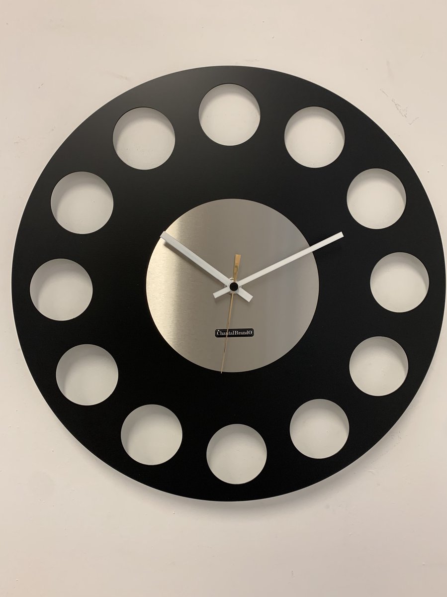 ChantalBrandO Wandklok MARAVAL Black & Silver XL Modern Design