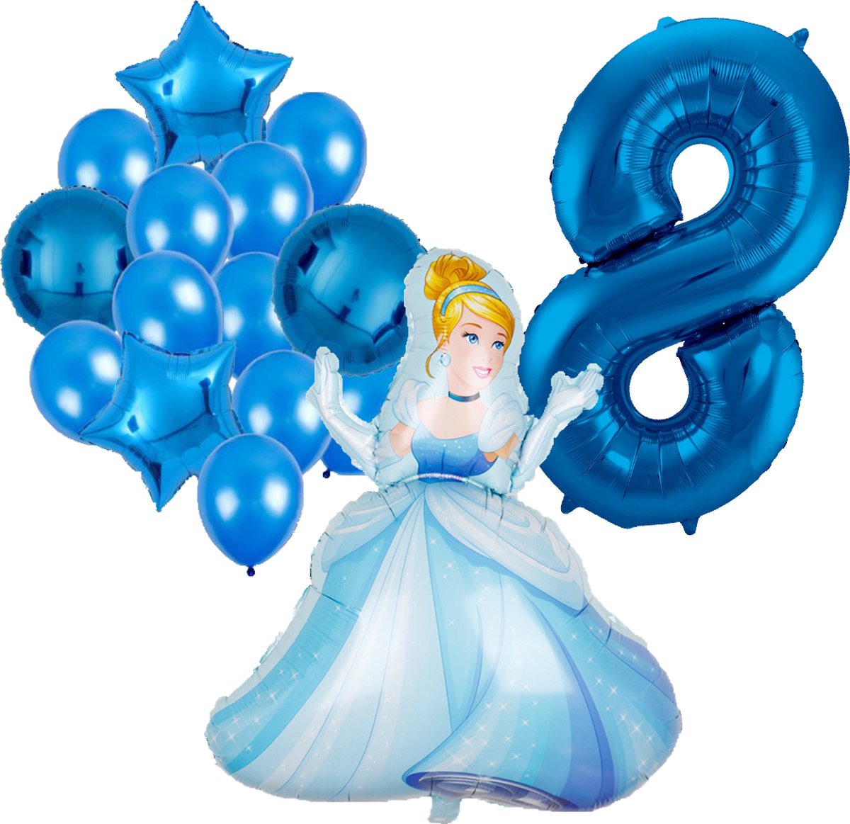 Assepoester ballonnen pakket - 92x67cm - Folie Ballon - Prinses - Themafeest - 8 jaar - Verjaardag - Ballonnen - Versiering - Helium ballon