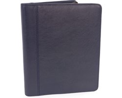 HANDBAGS - A5 Conferentie Folder met ritssluiting - Business Organiser/Execitieve Documenten Houder/Presentatie Portfolio - Luxe Leer - ANGELA - Blauw