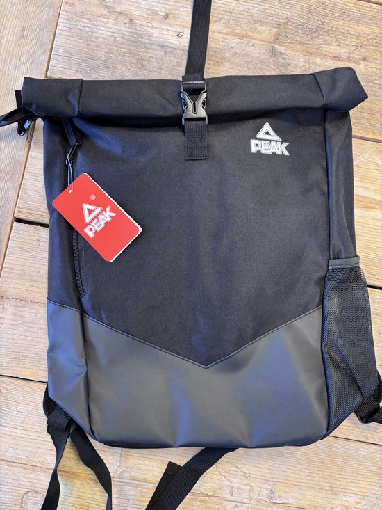 PEAK Rolltop Rugtas | BW29002 | Zwart | Sporttas | Waterafstotend | Fitness | Tennis | Teamsporten | Padel | Basketball | Voetbal