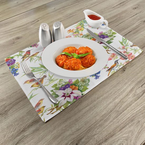 Set de 4 sets de table à manger motif floral exotique New Bed, tissu lavable avec envers antidérapant