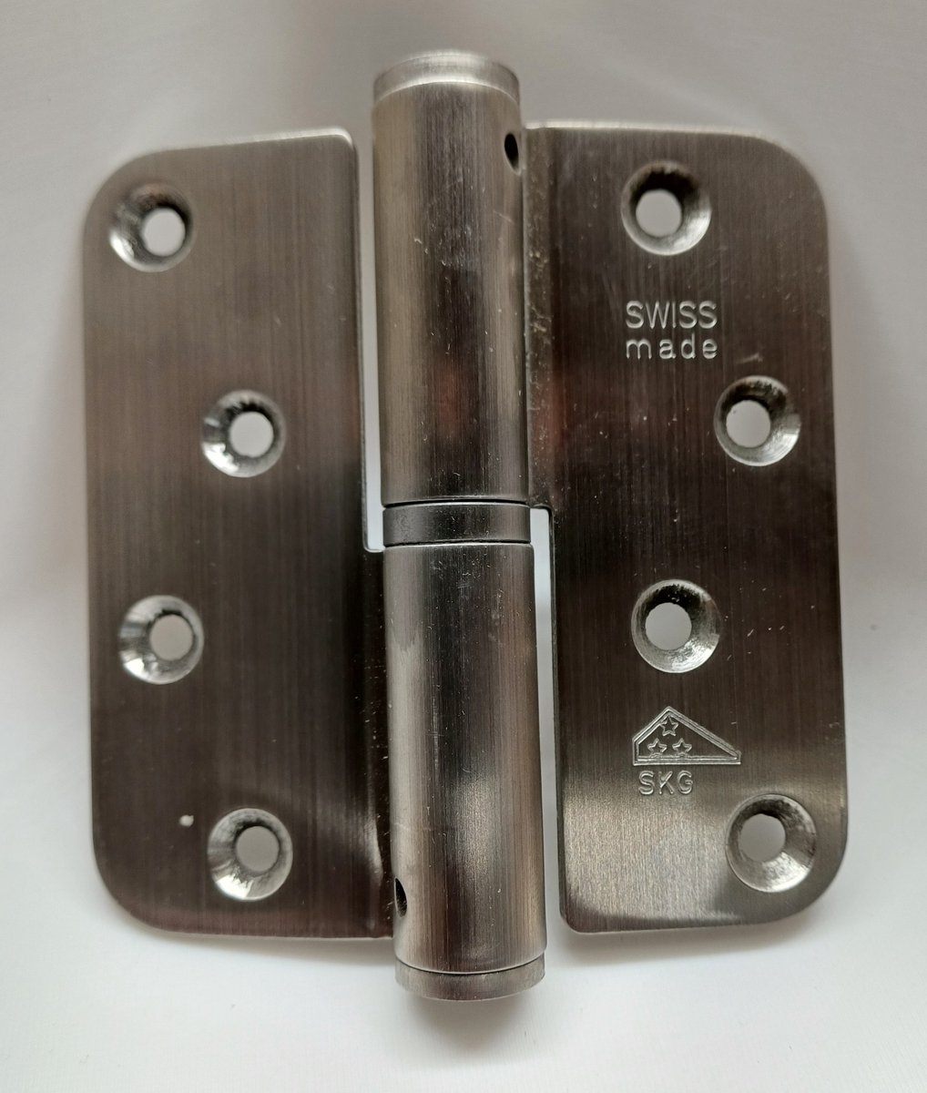 KOGELPAUMELLE RVS - RECHTS - 89 x 89 MM - RONDE HOEKEN - SKG *** - DIN RECHTS SWISS MADE - PAUMELLE SCHARNIER