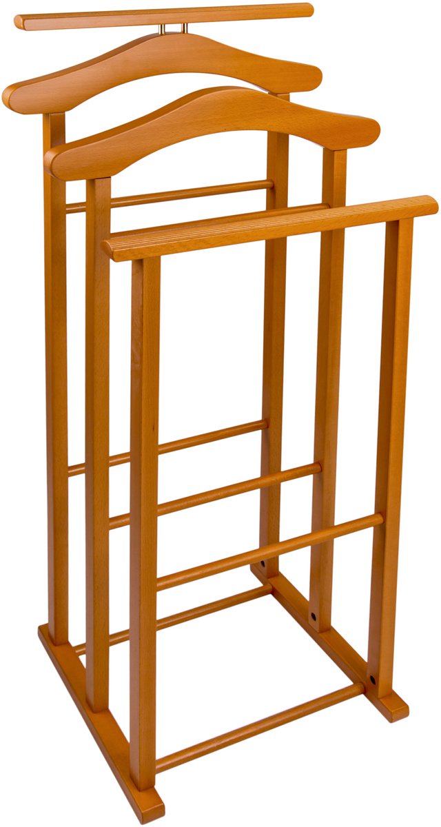 Arredamenti Italia MAXI Ciliegio - Kledingstandaard in Hout - Dressboy - 2 Kledinghangers en 2 Broekhangers - Bruin