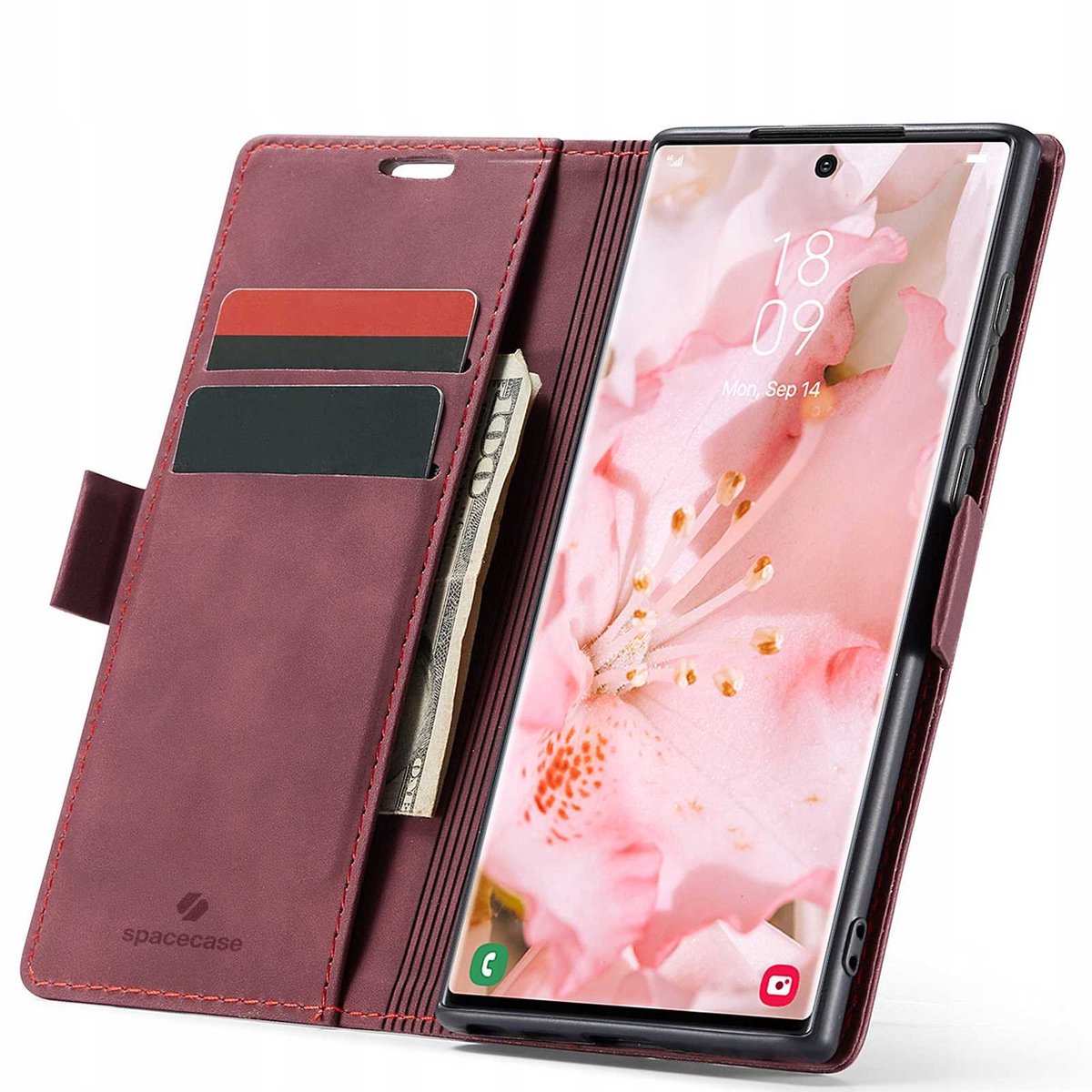 Spacecase Portefeuille Case Galaxy S22 Ultra Krijt Cover Rood