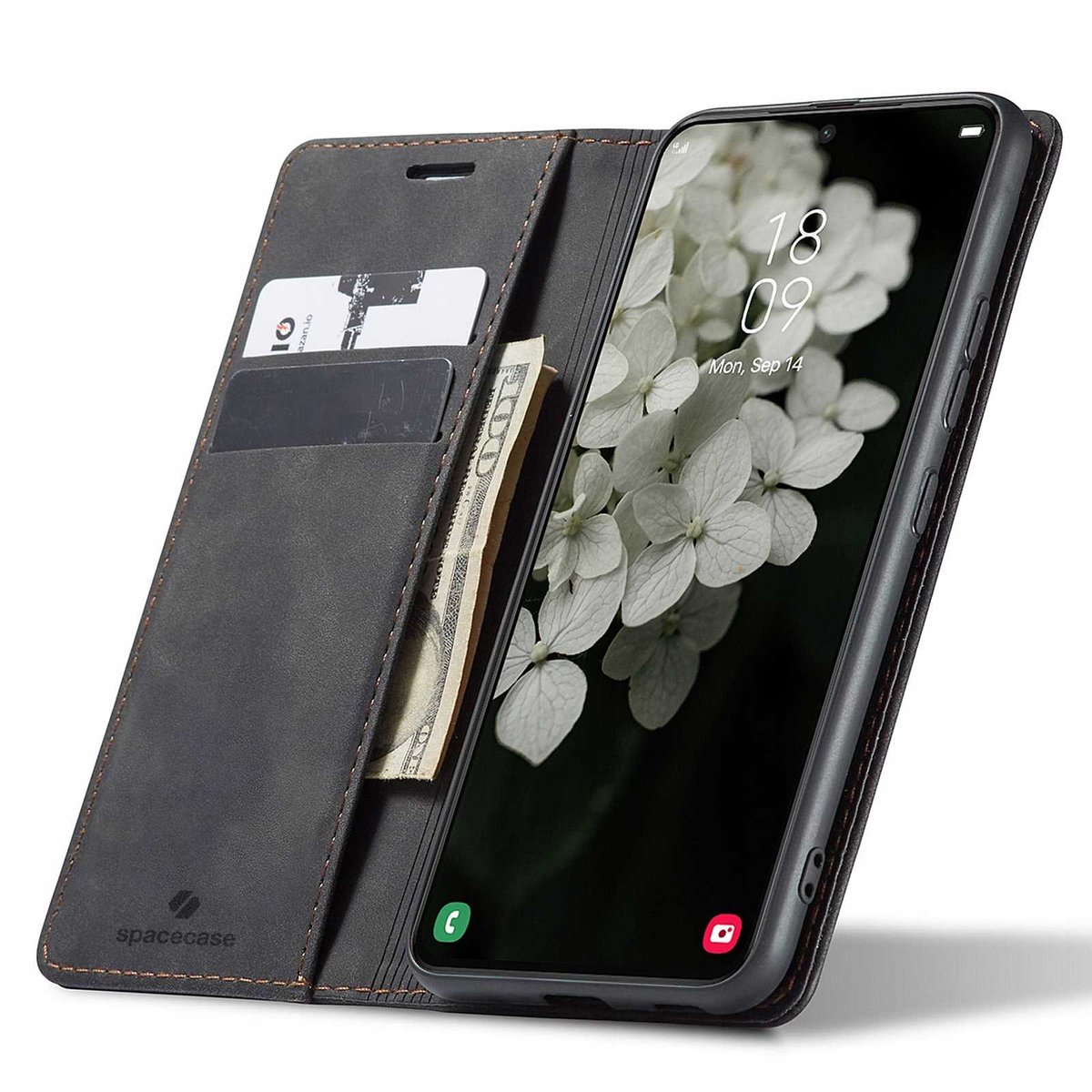 Spacecase Case Portefeuille Galaxy S22 Zwart Voor Samsung-Telefoons