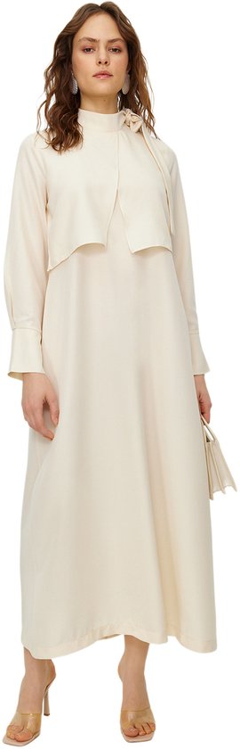 Trendyol Roze Kraag En Strikdetail Geweven Jurk Tctss23Eb00283