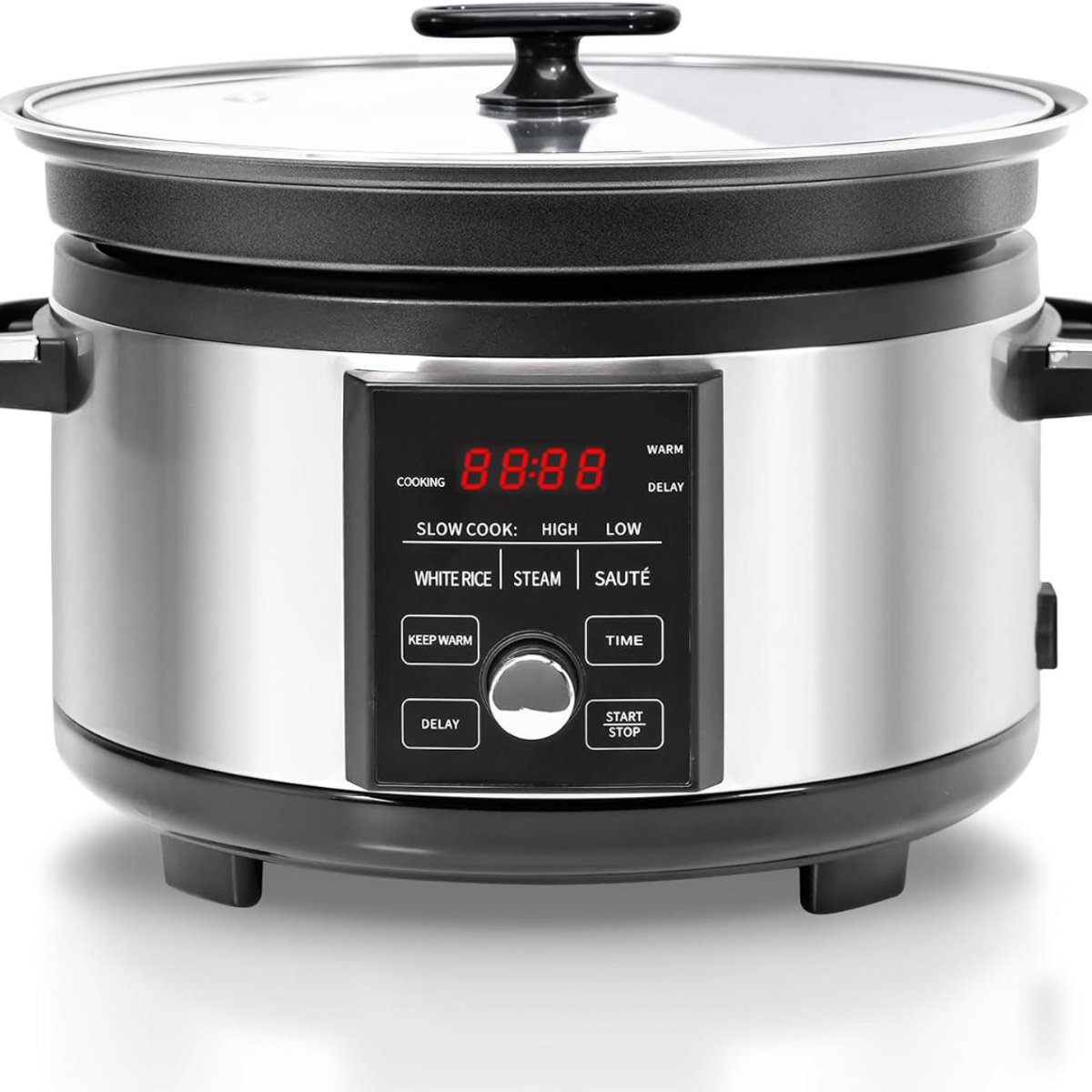 ApexArte® Slowcooker met Timer - Keramische Binnenpan - Hotpot - Zwart en Zilver