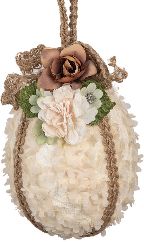 Clayre & Eef Paashanger Ei Ø 11x17 cm Beige Textiel