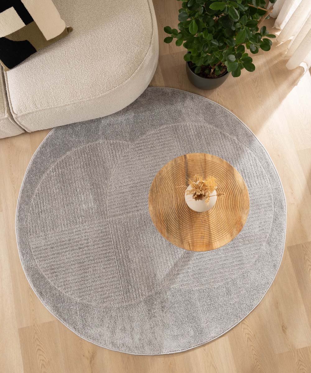 Scandinavisch vloerkleed rond - Contour Circle grijs 250