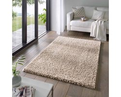 Hoogpolig vloerkleed effen Classic - beige 160x230 cm
