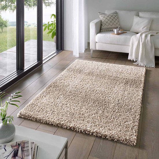 Hoogpolig vloerkleed effen Classic - beige 160x230 cm