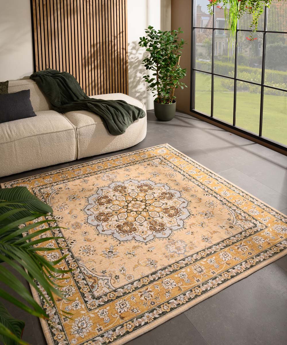 Buitenkleed vierkant Vintage - Valenca Nova geel 160x160 cm