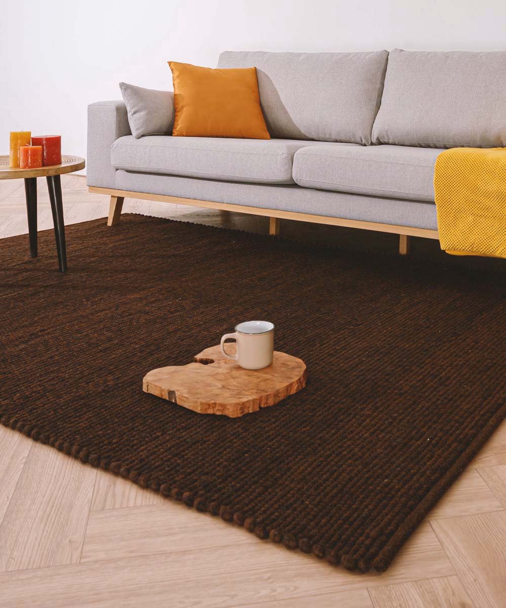 Wollen vloerkleed Lett - cacao 60x120 cm