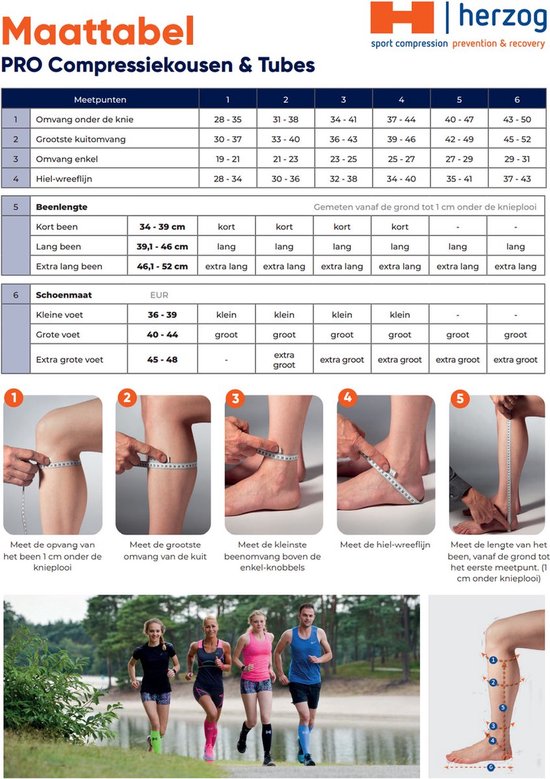 Herzog PRO Bas de compression orange, vert et jaune