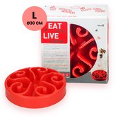 Eat Slow Live Longer Original Voerbak L/XL - Ø30 cm - Anti schrokbak hond – Slowfeeder hond – Anti-slip – Geschikt voor grote honden - Rood