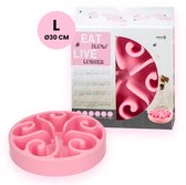 Eat Slow Live Longer Original Voerbak L/XL - Ø30 cm - Anti schrokbak hond – Slowfeeder hond – Anti-slip – Geschikt voor grote honden - Roze