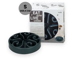 Eat Slow Live Longer Original Voerbak S/M - Ø20,5 cm - Anti schrokbak hond – Slowfeeder hond - Anti-slip – Geschikt voor kleine en middelgrote honden - Grijs