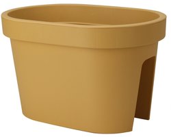 Pro Garden Balkon plantenpot/bloempot - okergeel - 40 x 25 cm - ovaal - kunststof - Reling/schutting/hangende bloempotten