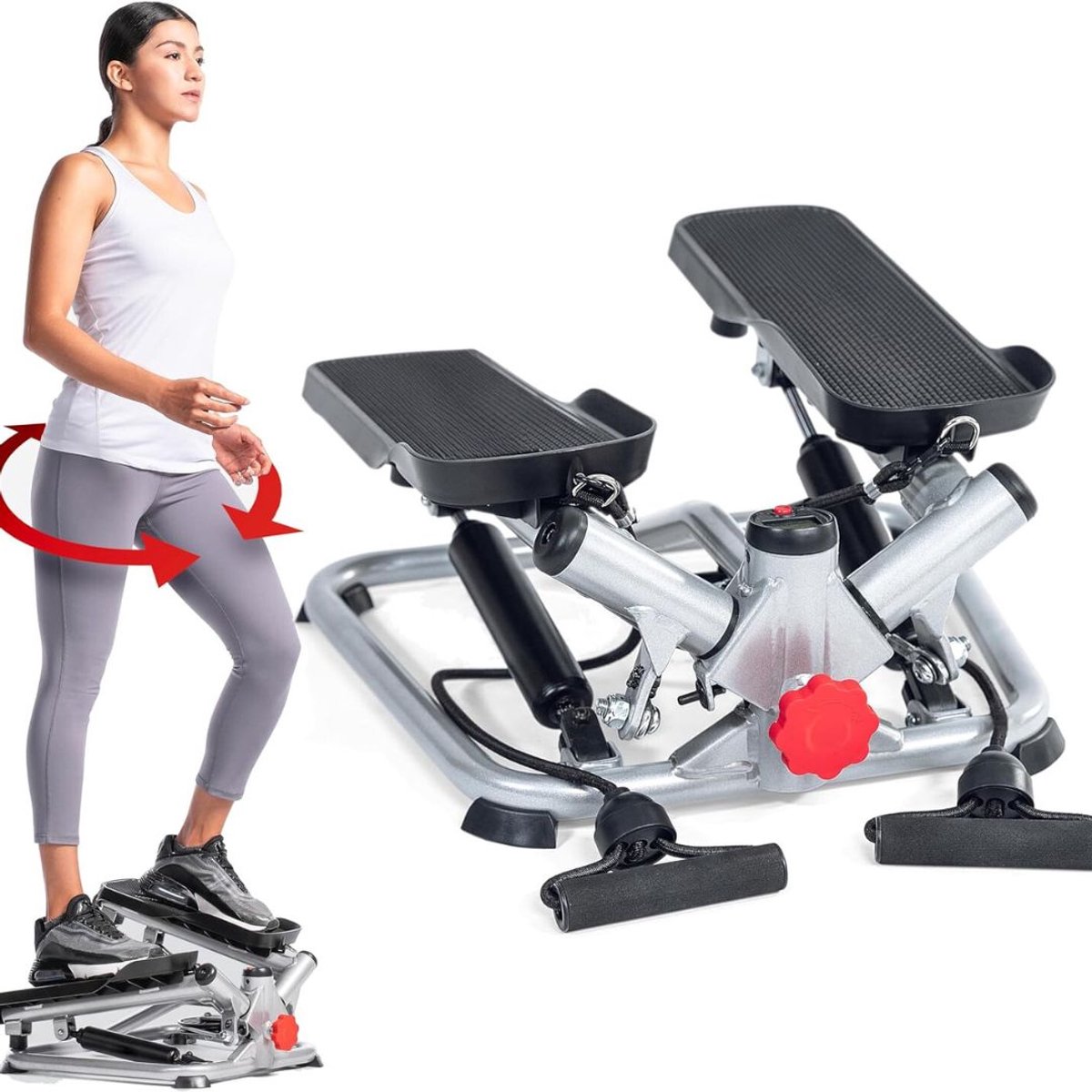 ApexArte® Stepper Fitness - Hometrainer - Crosstrainer Mini - Zwart en Grijs