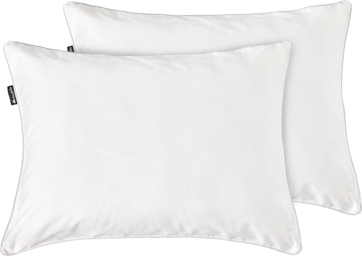 Cloudpillo Duopack Kussenslopen - Set van 2 (55x75 cm) - Luxe Katoen Satijn (300TC) - Cloudy White - Zijdezacht, Hypoallergeen & Ademend