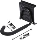 Zwarte metalen fietsophanghaak met schuimrubber beklede arm, 12,09 cm lang.