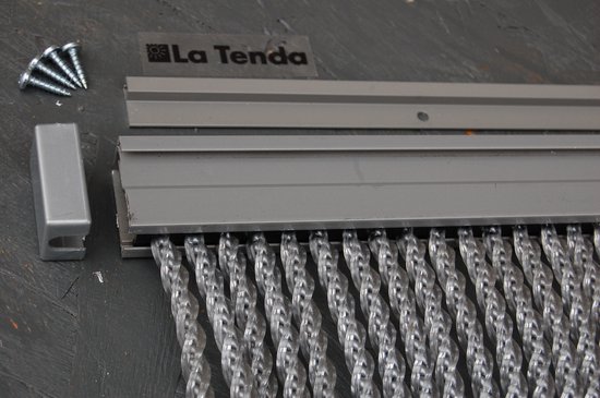 La Tenda Deurgordijn Vliegengordijn Cortona 1, 90x210 cm. Grijs van La Tenda — afbeelding 3