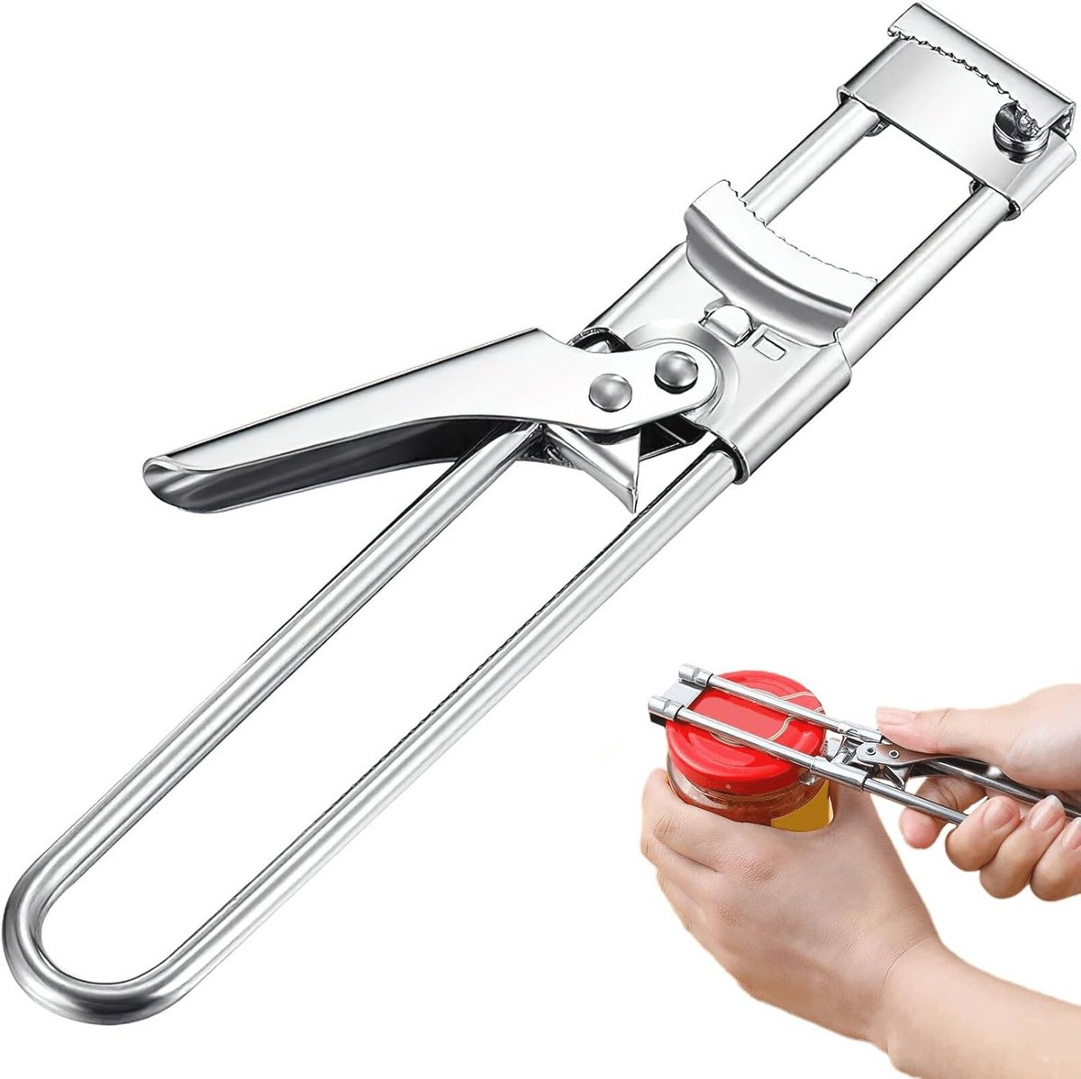 Verstelbare potopener met antislip grip – Handmatige blik- en doppenopener voor senioren