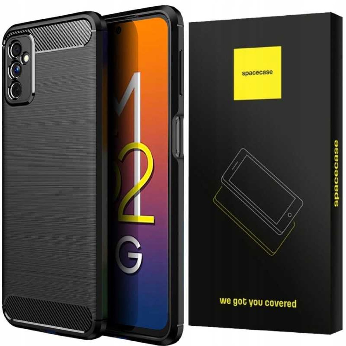 Spacecase Case Carbon Cover Voor Samsung Galaxy M52 Zwart