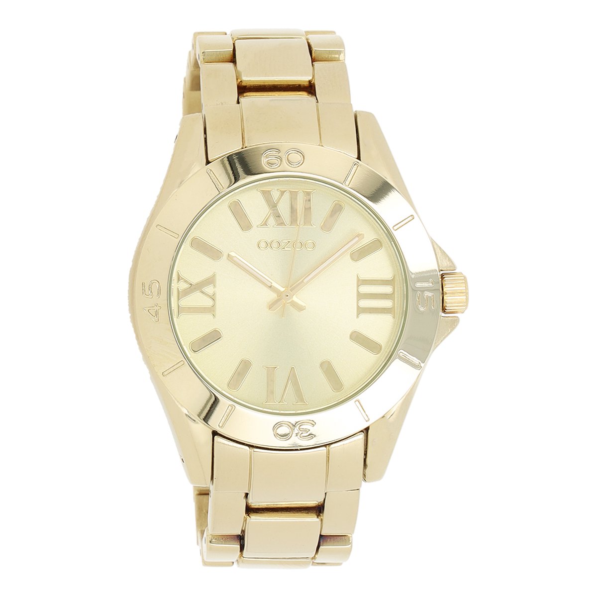 OOZOO Timepieces - Goudkleurige horloge met goudkleurige roestvrijstalen armband - C5702